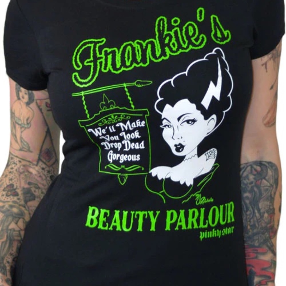 Pinky Star/inked shop brand Bride of Frankenstein beauty tee size small